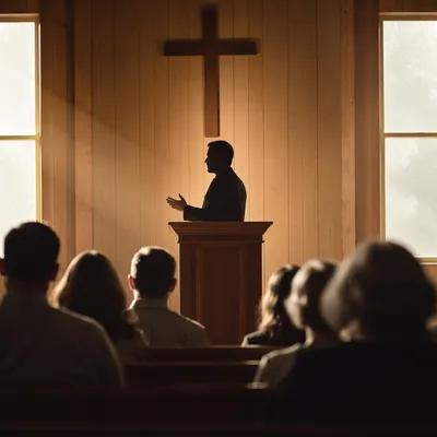 Pastor Preaching in Warm Chapel Light