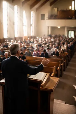 Pastor Preaching to Congregation in Sanctuary