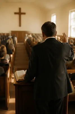Pastor Preaching in a Small Chapel