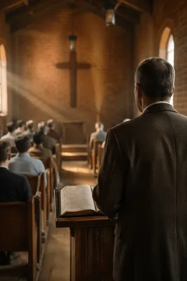 Pastor Preaching in Old Brick Chapel