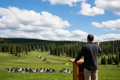 Pastor Preaching at Outdoor Meadow Service