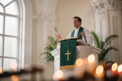 Pastor Preaching at White Chapel Pulpit