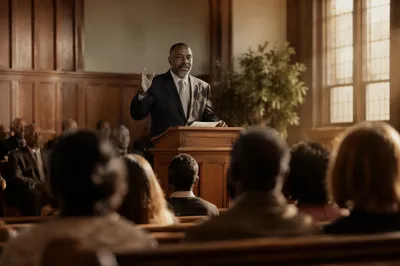 Pastor Preaching in Church Interior