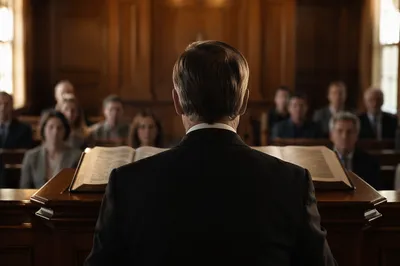 Pastor Preaching at Wooden Church Pulpit