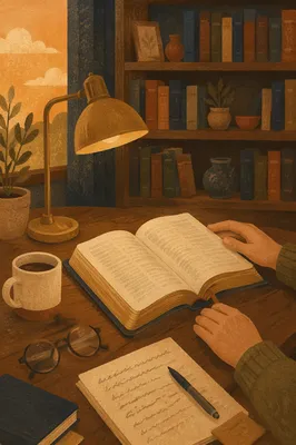 Pastor Study Office with Open Bible