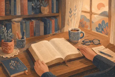 Pastor Bible Study Desk at Dawn
