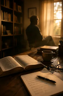 Quiet Pastor Study with Open Bible