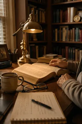 Pastor Study Office with Open Bible