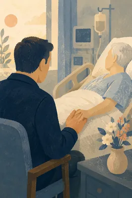 Pastor Comforting Elderly Patient at Bedside