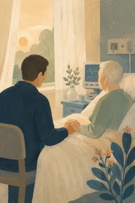 Pastor Comforting Patient at Hospital Bedside