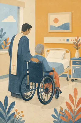 Pastor Comforting Patient in Hospital Room