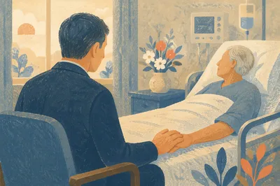 Pastor Comforting Patient at Hospital Bedside