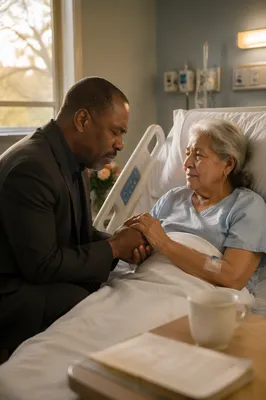 Pastor Praying with Hospital Patient