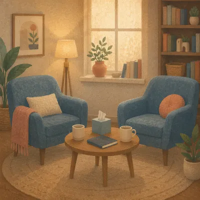 Warm Pastoral Counseling Office with Two Chairs