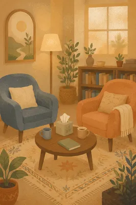 Warm Pastoral Counseling Office with Two Chairs