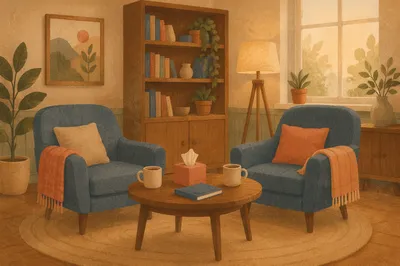 Warm Pastoral Counseling Office with Two Chairs