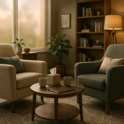 Warm Pastoral Counseling Office With Two Chairs