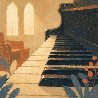Soft Church Piano Keys in Warm Light