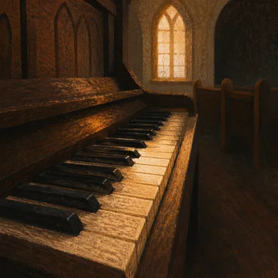 Piano Keys in Warm Church Worship Light