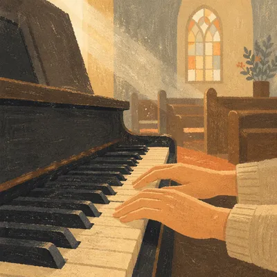 Soft Morning Worship Piano in Church Sanctuary