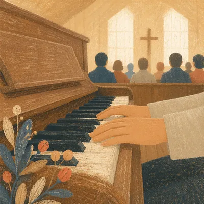 Quiet Worship Piano in Wooden Chapel