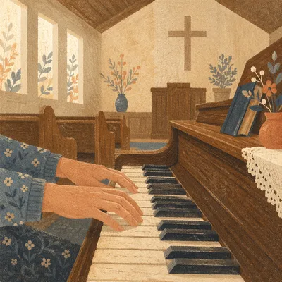 Gentle Piano Worship in Wooden Chapel