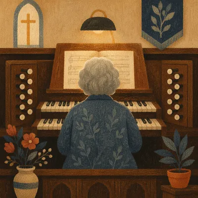 Church Organ Keys in Reverent Soft Light