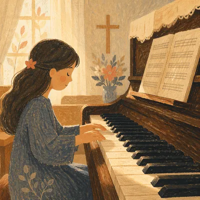Soft Light on Piano Keys Worship
