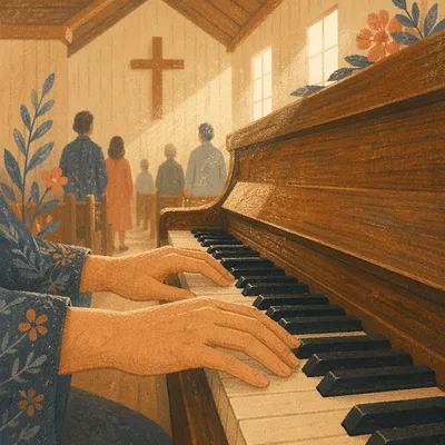 Gentle Piano Worship in Wooden Chapel