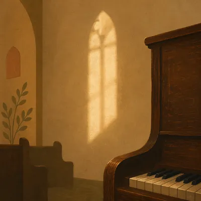 Soft Church Piano Keys in Afternoon Light