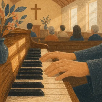 Quiet Worship Piano in Wooden Chapel