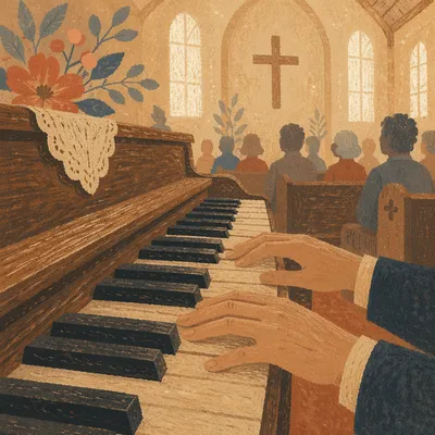 Gentle Piano Worship in Wooden Chapel