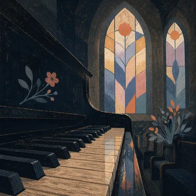 Piano Keys in Soft Church Worship Light