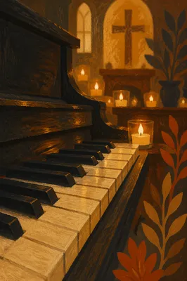 Candlelit Piano Keys for Church Worship