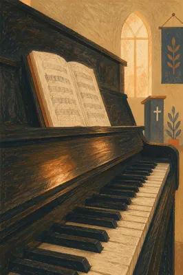 Soft Church Piano Keys in Warm Worship Light