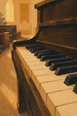 Soft Worship Light on Church Piano Keys
