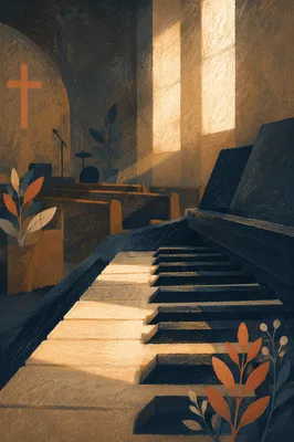 Soft Morning Light on Church Piano Keys