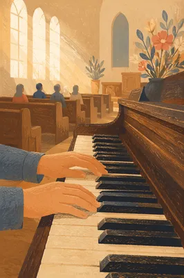 Piano Keys in Quiet Morning Worship
