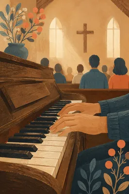 Quiet Worship Piano in Wooden Chapel