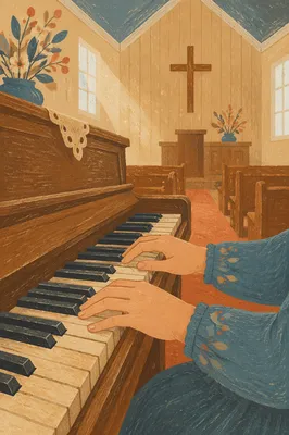 Gentle Piano Worship in Wooden Chapel