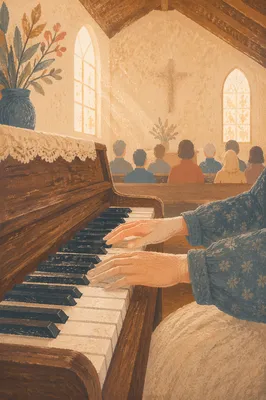 Gentle Piano Worship in Wooden Chapel