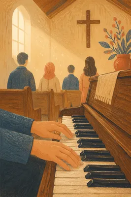 Quiet Worship Piano in Wooden Chapel
