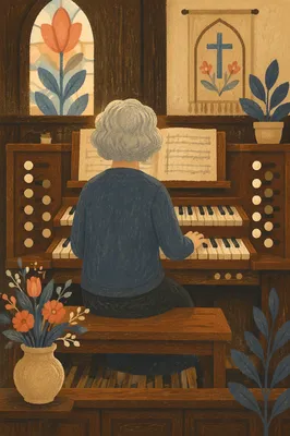 Quiet Church Organ Worship in Soft Light