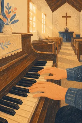 Quiet Worship Piano in Wooden Chapel