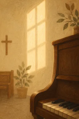 Soft Church Piano Keys in Window Light