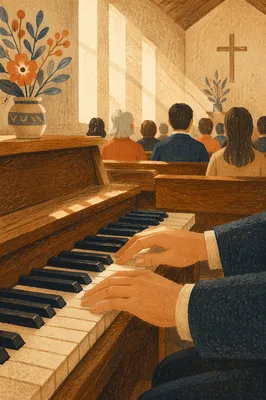 Quiet Worship Piano in Wooden Chapel