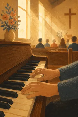 Peaceful Piano Worship in Wooden Chapel