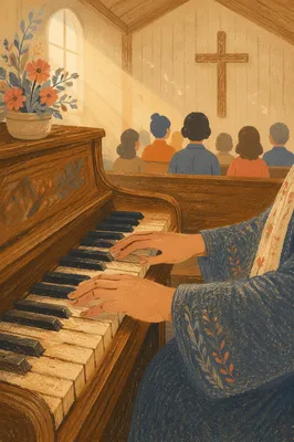 Gentle Piano Worship in Wooden Chapel