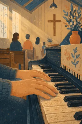 Quiet Piano Worship in Wooden Chapel
