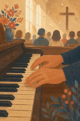 Gentle Piano Worship in Wooden Chapel